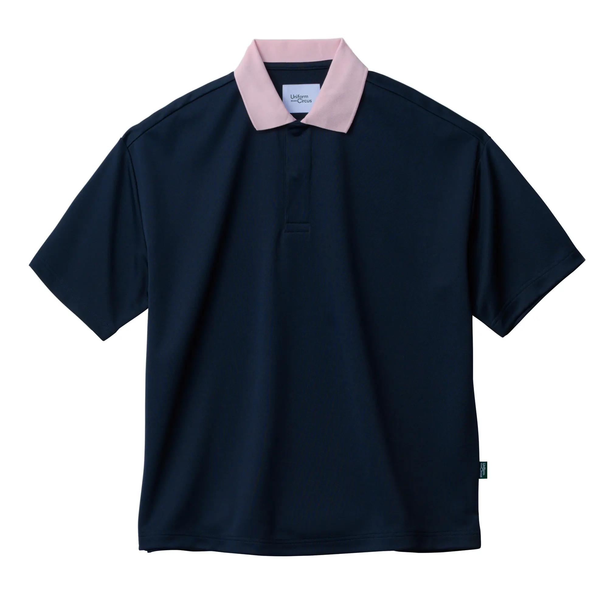 Navy polo with pink collar BKB4502-9